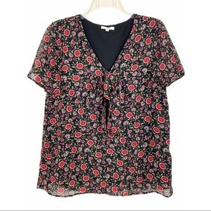 Pleione Tie Front Flutter Sleeve Blouse